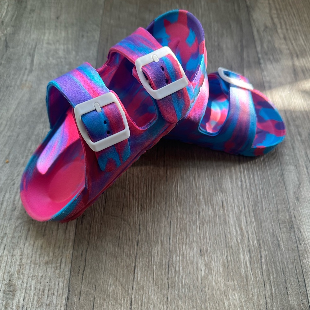 Girls Double Buckle Slip On Slide Sandals
